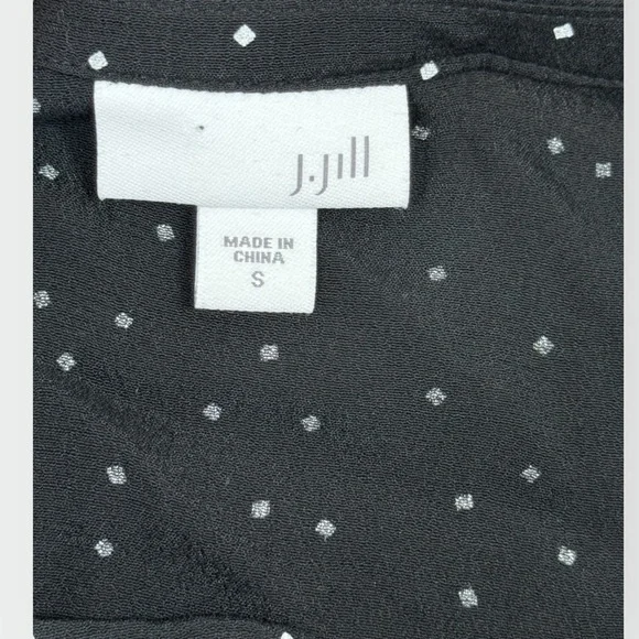 J. Jill Black & White Polka Dot Blouse Top Small - Picture 4 of 10